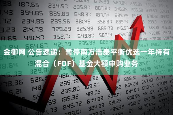 金御网 公告速递：暂停南方浩泰平衡优选一年持有混合（FOF）基金大额申购业务