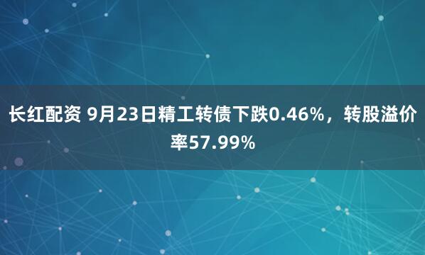 长红配资 9月23日精工转债下跌0.46%，转股溢价率57.99%